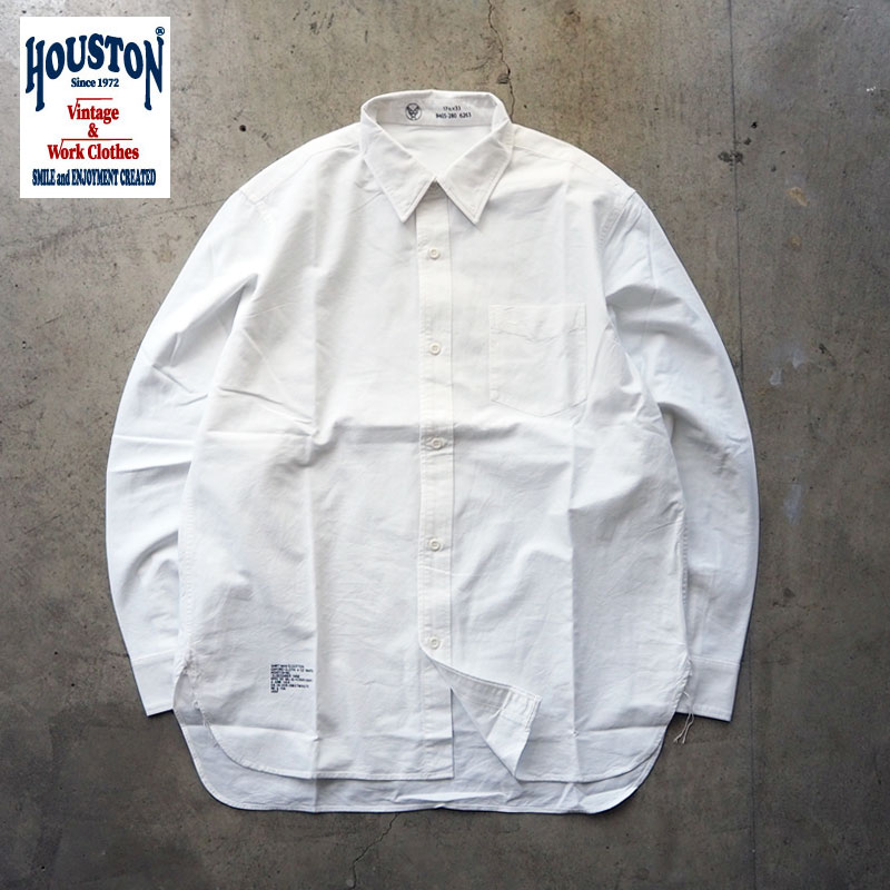 HOUSTON ヒューストン シャツ U.S.AIRFORCE OXFORD SHIRT 米国空軍 オックスフォードシャツ 41067 メンズ 長袖 長袖シャツ 白 ホワイト オックス シンプル ミリタリー エアフォース 米軍 アメカジ