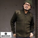 HOUSTON ヒューストン COMMAND ZIP SWEATER 2510 ニット セーター メンズ ミリタリー 大きめ 大きいサイズ ジップアップ ジップアップセーター ニットセーター コマンドセーター 長袖 長袖ニット オリーブ ブラック 黒 ネイビー 紺 無地 シンプル アメカジ