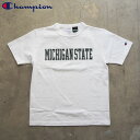 Champion チャンピオン Tシャツ メンズ USA製 T1011 ティーテンイレブン ショートスリーブTシャツC5-Z305半袖 半袖Tシャツ USA ミシガンステイト ロゴプリント アメカジ グリーン 白 ホワイト ヘビーウェイト