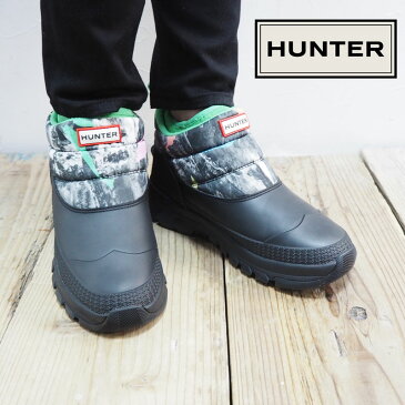 HUNTER ハンター ブーツ レディース INSULATED SNOW ANKLE BOOT WFS2049WWU-SOM スノーブーツ ショートブーツ ブーティ クラシック カジュアル シンプル アウトドア おしゃれ 柄 カモ柄 防水 保温 防寒 秋冬 冬
