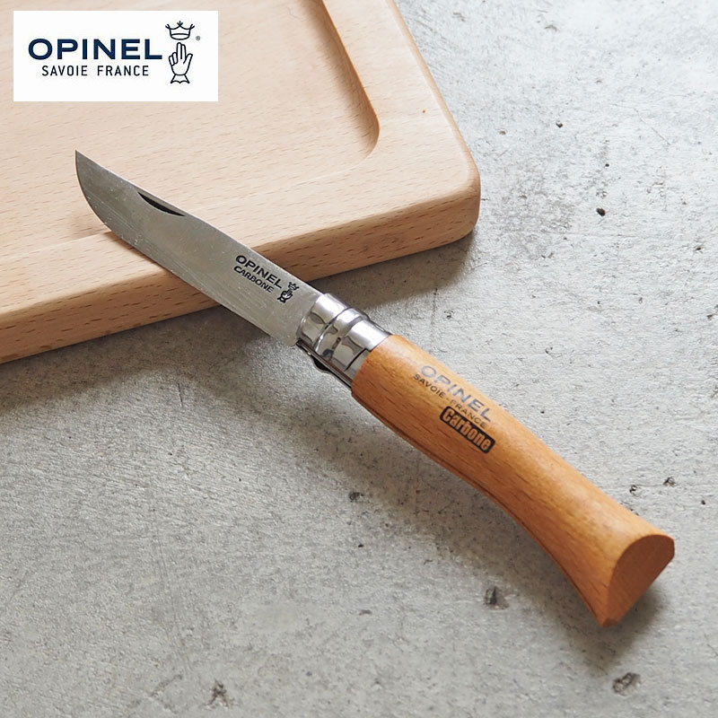 OPINEL オピネル ナイフ カーボン #7 130709 ブレード 80mm フォールディングナイフ キャンプ アウトドアナイフ オピネルナイフ 釣り 折り畳み式 かっこいい 木柄 ロック機能 おすすめ おしゃれ フランス製 折りたたみ