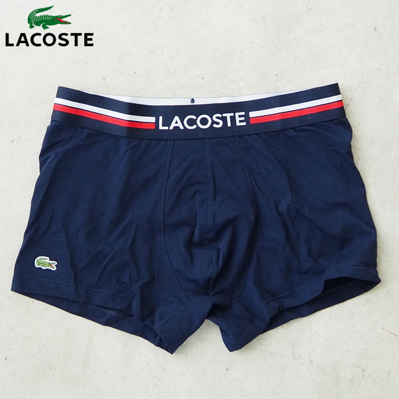 ラコステ パンツ メンズ LACOSTE ラコステ ボクサーパンツ 1P TRUNK BOXER 5H1758L AW20Z メンズ アンダーウェア 下着 パンツ 男性 紳士 トリコロール ワンポイント ギフト プレゼント 大人 ボクサー ボーダー ネイビー