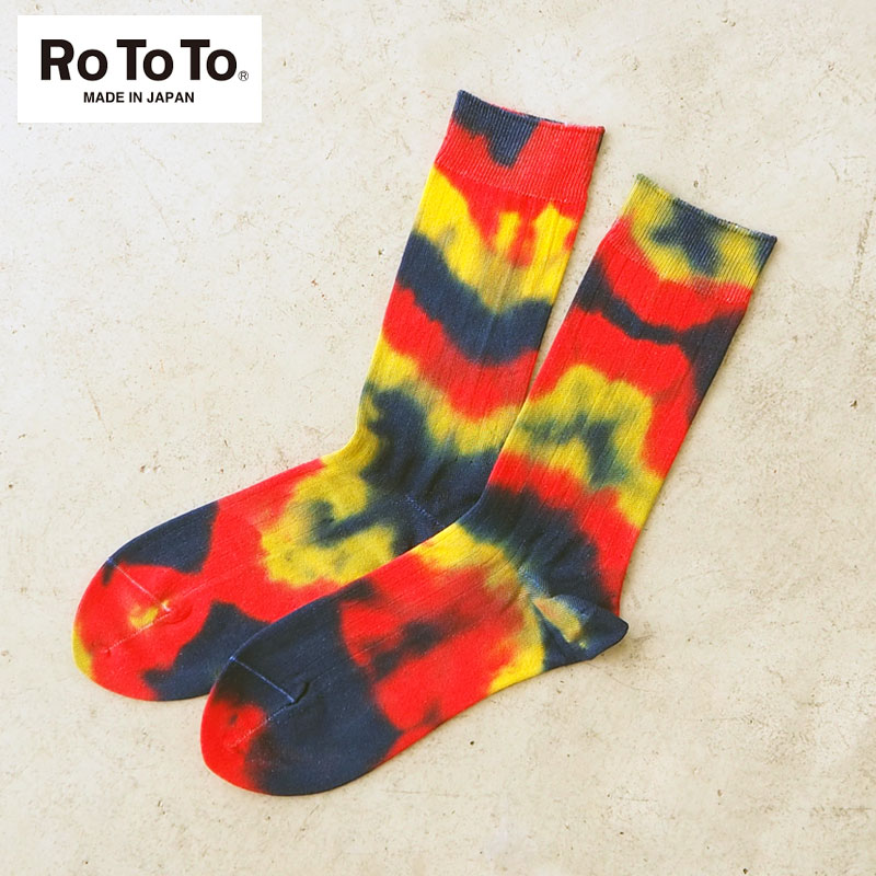 楽天HEADFOOTmixismRoToTo ロトト 靴下 レディース タイダイ TIE DYE FORMAL CREW SOCKS R1320 ソックス くつ下 くつした クルー コットン 日本製 おしゃれ クルーソックス カジュアル ナチュラル メール便可 ギフト プレゼント