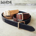 スタッズベルト ベルト（メンズ） SUGAR CANE シュガーケーン ベルト メンズ 本革 スタッズ レザーベルト STUDS BELT SCO-2322 革 皮 レザー 日本製 肉厚 牛革 カウレザー ギャリソンベルト アメカジ 東洋 東洋エンタープライズ カジュアル 黒 ブラック ブラウン ベージュ