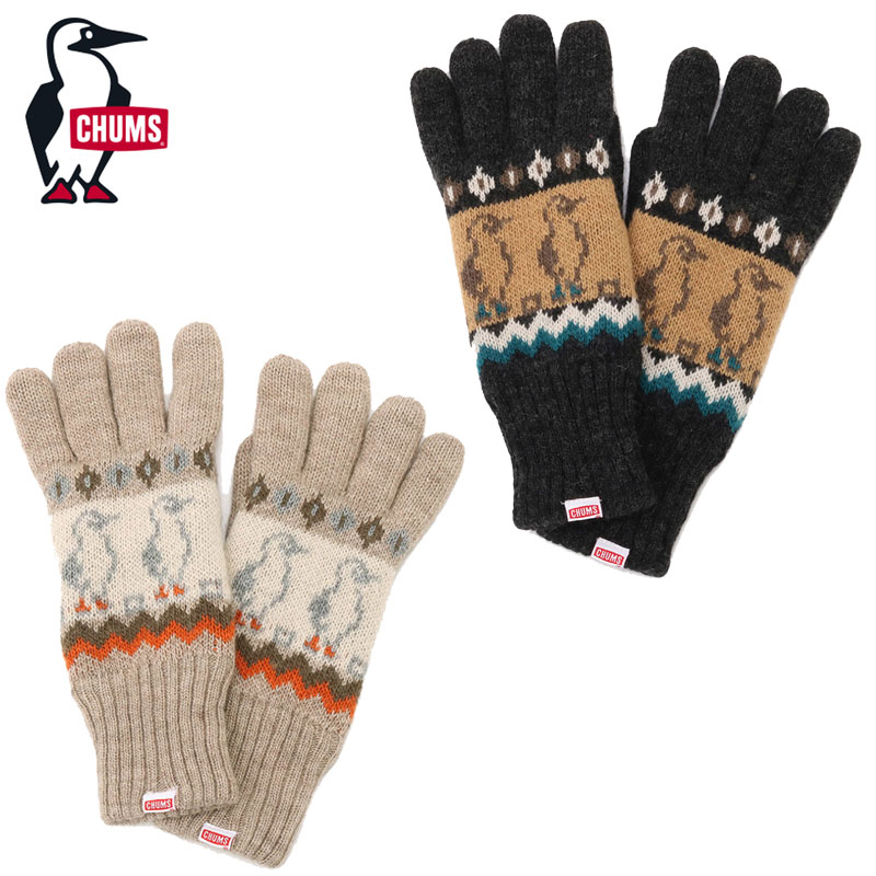 CHUMS チャムス 手袋 メンズ レディース Booby Nordic Knit Glove メール便 CH09-1268 ニット グローブ てぶくろ ノルディック おしゃれ アクリル ウール フリース ノルディック柄 柄 おしゃれ プレゼント ギフト ユニセックス チャコール ベージュ