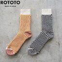 ROTOTO ロトト 靴下 メンズ ソックス WARPED CHECKER CREW SOCKS R1609 くつした チェック チェッカー クルーソックス ク...