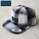PENDLETON ペンドルトン キャップ プレイド フレット ブリム ハット Plaid Flat Brim Hat 19807348 メンズ レディース 帽子 オンブレ チェック チェック柄 コットン フリーサイズ サイズ調節可能 ブルー ブラック