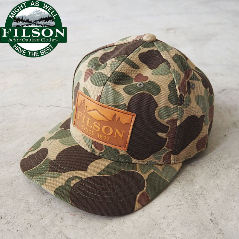 FILSON フィルソン キャップ Logger Cap Camo 50287 ロガー 帽子 メンズ ロガーキャップ カモフラ カモ柄 フリーサイズ アジャスタブル アメカジ アウトドア ワーク グリーン カーブドバイザー サイズ調節可能