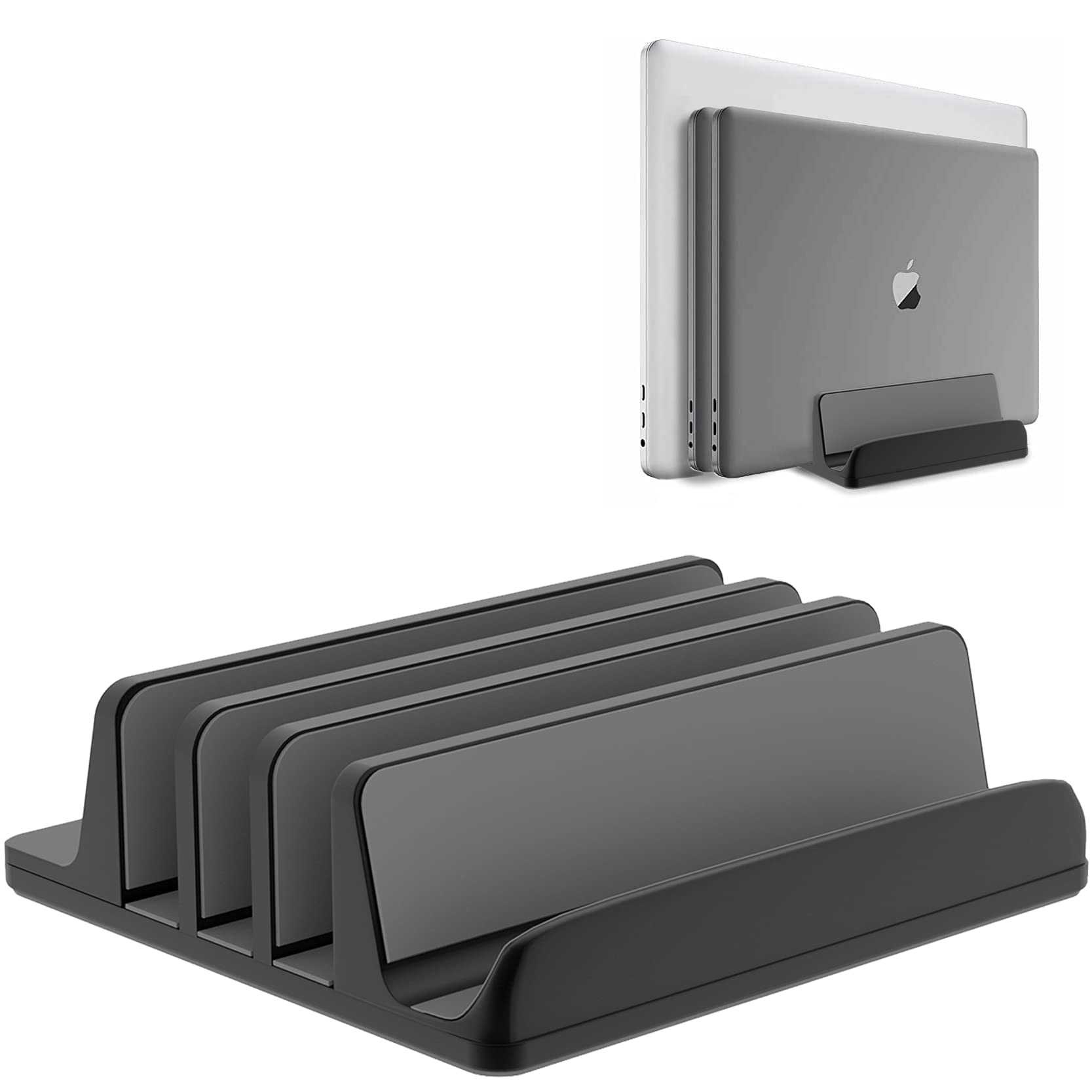 新型4in1ノートパソコンスタンド、縦置きスタンド、冷却スタンド、幅を調整可能、アルミニウム素材、省スペース、滑り止めで、安定感があります。MacBook Pro/Air/Microsoft Surfaceに対応し、新デザイン 黒