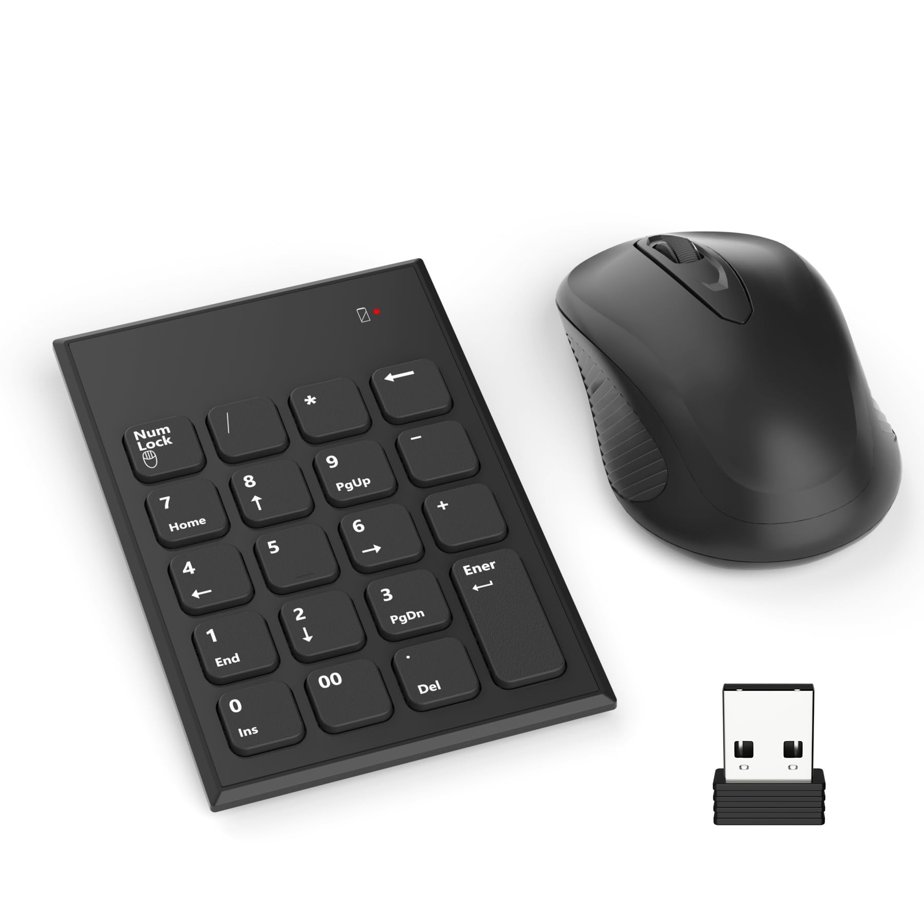 テンキー マウス セット ワイヤレス、USB受信機能付き 2.4G 無線 テンキー マウスセットはラップトップ、デスクトップPC、ノートブックに対応可能