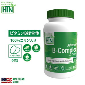 Advanced B-Complex アドバンス ビタミンB複合体 100％コリン入り 60粒 アメリカ製 ソフトジェルカプセル サプリメント サプリ ビタミンBコンプレックス ビタミンB 健康食品 ビタミン ビタミンサプリメント 健康 米国 USA