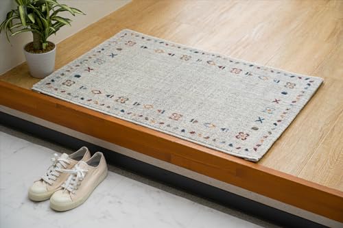 イケヒコ マット 玄関 屋内 屋外 輸入 マイア ナチュラル 約50×80cm 長方形 トルコ製 ウィルトン織り 民族調 エスニック シンプル 抗菌防臭 オールシーズン 丈夫 #1311730181701