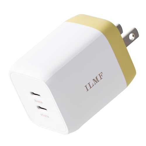 エレコム 充電器 ILMF 65W USB PD対応 Type-C 2ポート PPS対応 GaN採用 スイング式プラグ イエロー MPA-ACCP43YL-IL