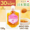 【新店クーポンで1176円、3個で1個882円】日本製造 マヌカハニー MGO100+ 120g パウチ UMF5+ 相当 マヌカはちみつ 非加熱 母の日 ギフ...