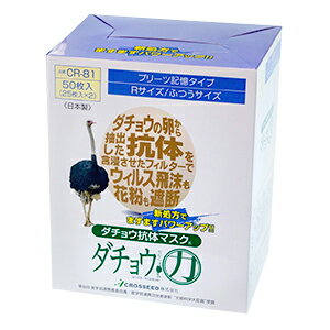 【順次発送します】ダチョウ抗体マスク プリーツ記憶タイプ 50枚入り Rサイズ（一般用）[175mm×95mm]＜お一人様6個まで＞