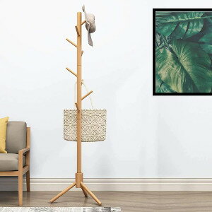 木製 ポールハンガー 木製 ポールハンガー コートハンガー ハンガーラック 木製 コート掛け かばん掛け 帽子掛けスタンド 枝型設計 組立て簡単 省スペース 安...