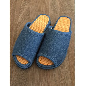 【当店は3980円以上で送料無料】ひんやり気持ちいい・デニム素材の竹踏みスリッパ ライトブルー L
