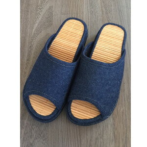 【当店は3980円以上で送料無料】ひんやり気持ちいい・デニム素材の竹踏みスリッパ インディゴ L