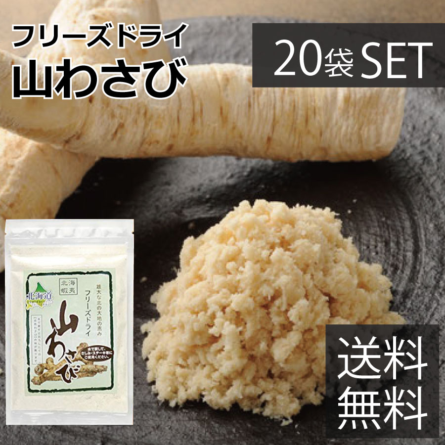 北海蝦夷 山わさび 18g　×20袋セット（フリーズドライ・粉末タイプ） 送料無料 TKSタングロン まとめ買い