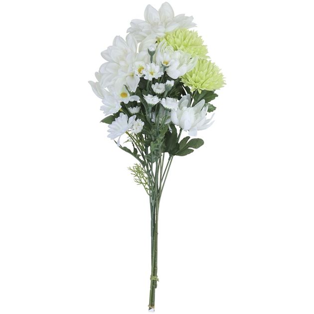 Artificial Flowers - 光の楽園(2026年版) 手組仏花菊1本 品番：2696A18N 高さ：45cm - アートクリエイション [光触媒/人工観葉植物]