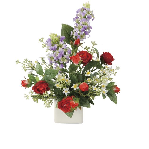 光の楽園(2026年版) パピヨンローズ 品番：2703A38 高さ：25cm - アートクリエイション [光触媒/人工観葉植物]