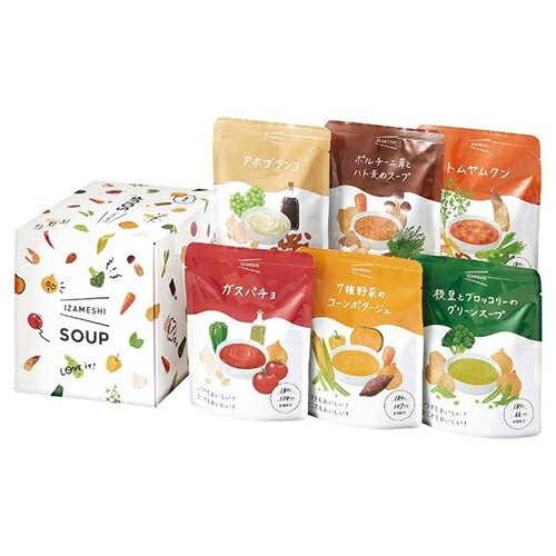 ★出荷日数目安 こちらの商品は、通常3〜4営業日で出荷となります。 商品名 IZAMESHI SOUP セット (イザメシスープセット)　【杉田エース】 内容量 6種6個 メーカー名 杉田エース ブランド イザメシ お召し上がり方 非常時は水や火を使わずに常温のままで封を開けるだけで召し上がっていただけます。 ■温める場合 中身を深めの耐熱容器に移し、ラップをかけて温めてください。電子レンジの加熱時間は、機種・ワット数により異なります。 保存方法 直射日光および高温多湿な場所を避けて常温で保存してください。 ご注意 ・袋が破損すると腐敗の原因となります。 ・開封後はお早めにお召上がりください。 ・ごみの分別は市区町村の定める区分に従ってください。 ・スプーンは使い捨て商品です。くり返しのご使用はお避けください。 ・スプーンは天然木のため、割れたりささくれができることがありますので、怪我をしないようご注意ください。 ・商品の仕様・価格は、改良のため予告なく変更する場合があります。変更後は、順次自然切替えとなります。 ※製造から6ヶ月以内の商品をお届けいたします。 ※保存年数は製造日より起算しています。 その他 【セット内容】 ・ガスパチョ×1 ・7種野菜のコーンポタージュ×1 ・枝豆とブロッコリーのグリーンスープ×1 ・アホブランコ×1 ・ポルチーニ茸とハト麦のスープ×1 ・トムヤムクン×1 ・木製スプーン×6 【アレルゲン】 乳成分・小麦・えび・大豆・鶏肉・アーモンド 原産国または製造国 日本 賞味期限 製造より3年間 広告文責：株式会社健人　電話番号　048-252-3939 区分：生活雑貨 サブカテゴリー：　防災グッズ > 非常食・食器関連 IZAMESHI SOUP セット (イザメシスープセット)　【杉田エース】 ページトップへIZAMESHI SOUP セット (イザメシスープセット)　【杉田エース】 「IZAMESHI SOUP セット (イザメシスープセット)」は、常温でもおいしく食べられる「IZAMESHI SOUP」をセットにしました。災害発生時に不足しがちな野菜を手軽に食べることのできるスープシリーズです。6種類のスープに木製スプーンが付属されたセットになっています。