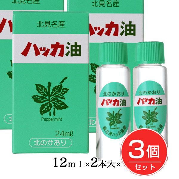 ハッカ油リフィル詰替え用 12ml 2本入 3個セット - 北見ハッカ通商 [ペパーミント/虫除け] ネコポス対応商品