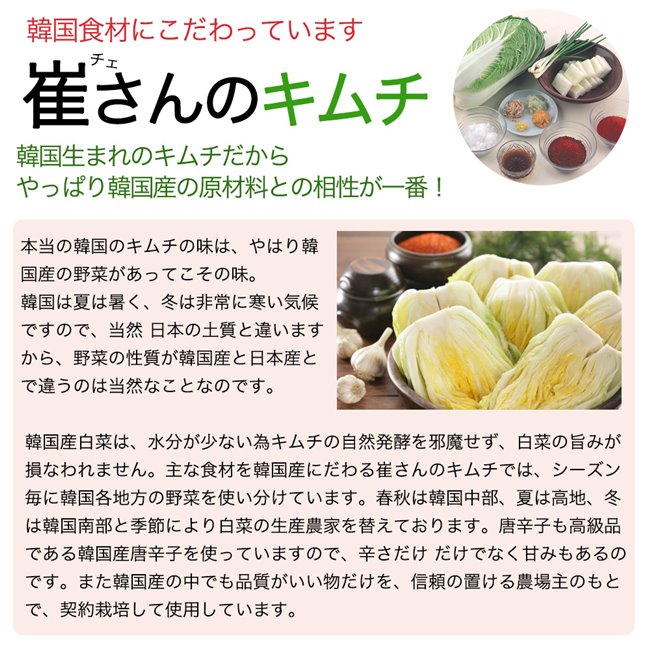 崔(チェ)さんのコクのある白菜キムチ 310g×3個セット [乳酸菌発酵/チェさんのキム...