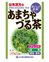 ★出荷日数目安 こちらの商品は、通常3〜4営業日で出荷となります。 商品名 あまちゃずる茶　ブレンド　10g×10包　【山本漢方製薬】 内容量 10g×10包 メーカー名 山本漢方製薬 素材・原材料・成分 ハトムギ、ハブ茶、アマチャヅル、ウーロン、玄米、緑茶、かき葉、高麗人参葉 お召し上がり方 お水の量はお好みにより、加減してください。 本品は食品ですので、いつ召し上がりいただいても結構です。 【煮だす場合】 水又は沸騰したお湯、約700cc〜900ccの中へ1バッグを入れ、沸騰後約5分間以上充分に煮出し、お飲みください。バッグを入れたままにしておきますと、濃くなる場合には、バッグを取り除いてください。 【アイスの場合】 上記のとおり煮だした後、湯ざましをして、ペットボトル又はウォーターポットに入れ替え、冷蔵庫で冷やしてお飲みください。 【冷水だしの場合】 ウォーターポットの中へ1バッグを入れ、水 約600cc〜800ccを注ぎ、冷蔵庫に入れて約15分〜30分後、冷水あまちゃづる茶になります。 【急須の場合】 ご使用中の急須に1袋をポンと入れ、お飲みいただく量のお湯を入れてお飲みください。濃いめをお好みの方はゆっくり、薄めをお好みの方は手早く茶碗へ給湯してください。 保存方法 直射日光及び、高温多湿の所を避けて、涼しいところに保存してください。 開封後はお早めに、ご使用ください。 ご注意 ●開封後はお早めにご使用ください。 ●本品は食品ですが、必要以上に大量に摂ることを避けてください。 ●薬の服用中又は、通院中、妊娠中、授乳中の方は、お医者様にご相談ください。 ●体調不良時、食品アレルギーの方は、お飲みにならないでください。 ●万一からだに変調がでましたら、直ちにご使用を中止してください。 ●天然の原料ですので、色、風味が変化する場合がありますが、品質には問題ありません。 ●小児の手の届かない所へ保管してください。 ●食生活は、主食、主菜、副菜を基本に、食事のバランスを。 ●振り出した時間や、お湯の量、お湯の温度により、お茶の色や風味に多少のバラツキがでることがございますので、ご了承ください。また、そのまま放置しておきますと、特に夏期には、腐敗することがありますので、当日中にご使用ください。残りは冷蔵庫に保存ください。 ●ティーバッグの材質は、風味をよくだすために薄い材質を使用しておりますので、バッグ中の原材料の微粉が漏れて内袋に付着する場合があります。また、赤褐色の斑点が生じる場合がありますが、斑点はハブ茶のアントラキノン誘導体という成分ですから、いずれも品質には問題がありませんので、ご安心してご使用ください。 原産国または製造国 日本 賞味期限 パッケージまたはラベルに記載 広告文責：株式会社健人　電話番号　048-252-3939 区分：健康食品 サブカテゴリー：　健康茶 こちらの商品もおすすめ 濃い。旨い。どくだみ茶 アマチャヅルとは アマチャヅルはウリ科の多年草のつる草で、古くからアジア各地をはじめ、日本でも北海道から九州・沖縄に広く山野に自生しています。中国では七叶胆（チーヨータン）と呼ばれています。 あまちゃずる茶　ブレンド　10g×10包　【山本漢方製薬】 ページトップへあまちゃずる茶　ブレンド　10g×10包　【山本漢方製薬】 「あまちゃずる茶　ブレンド　10g×10包」は、アマチャヅル特有の甘みや苦みを補うため、ハトムギ、ハブ茶、ウーロンなど8種類をブレンドしました。 美味しい香り豊かな風味を加味して、簡単なティーバッグタイプに仕上げました。