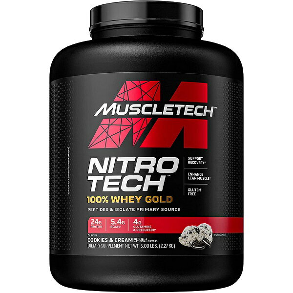  マッスルテック ニトロテック 100％ ホエイゴールド プロテインパウダー クッキー クリーム 2.28kg 69回分 Muscletech Nitro Tech100% Whey Gold Protein 5lbs 69 servings &#9829 Cookies & Cream