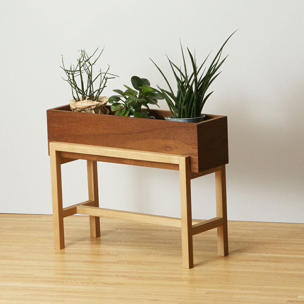フラワースタンド シングル 花台 鉢入れ 鉢台 木製 チーク材 グリーン置き プランター置き 鉢カバー ス..