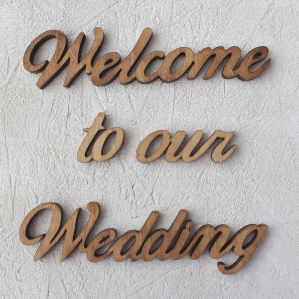 アルファベットオブジェ 木製 筆記体『Welcome to our Wedding』アルファベット ウエディング 看板 結婚式 表札 誕生日 記念日 レターバナー ウエルカムボード 記念フォト おしゃれ 北欧 可愛い 人気