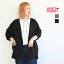 ≪SALE 30%OFF≫きれい見えノーカラージャケットレディース アウター 羽織り ジャケット チャコール ブラック ポリエステル 綿 ポリウレタン オケージョン