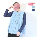 ≪SALE 50%OFF≫デニムリボンベストレディース トップス ベスト 羽織り アウター ノースリーブ デニム リボン タック ギャザー ユーズド ブリーチ 春 夏 秋 綿 綿100/st