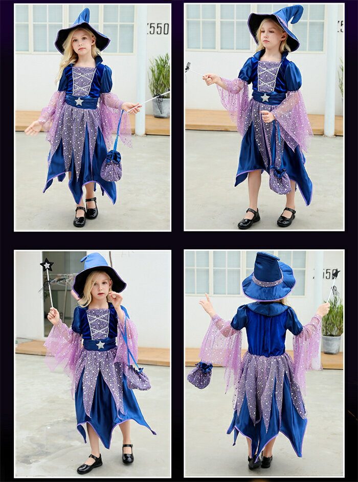 ハロウィン 魔女 子供 ハロウィン コスプレ ハロウィン 仮装 子供 キッズ服 プリンセスドレス ハロウィン 変装 チュール ワンピース 魔女 帽子付き かわいい コスチューム ステージ 衣装 女の子 仮装 文化祭 学園祭 パーティー 100-170