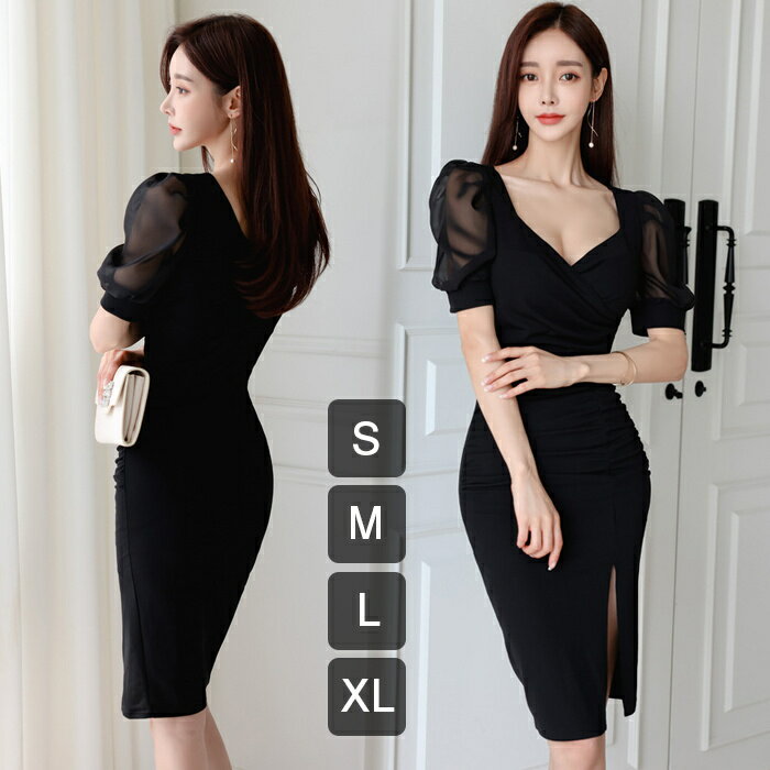 ワンピース レディース 韓国 夏 レース 半袖 セクシー 上品 フォーマル シニア キャバ ワンピース 黒 S-XL