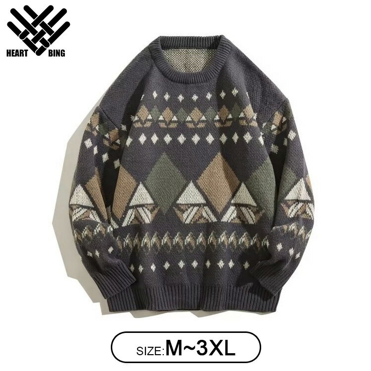 【メンズニット/チクチクしない/オーバーサイズ】ニット セーター メンズニット メンズセーター 春服 秋服 冬服 服 トップス 厚手 ボリューム袖 長袖 クルーネックニット 柔らかい 大きいサイズ カッコイイ メンズファッション 男性