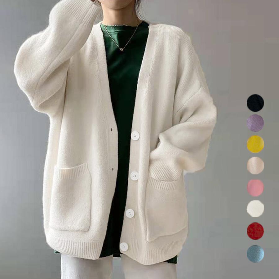 ニットカーディガン レディース秋冬羽織り 長袖 セーター 秋冬 オフィス 重ね着風 柄 ゆったり おしゃ..
