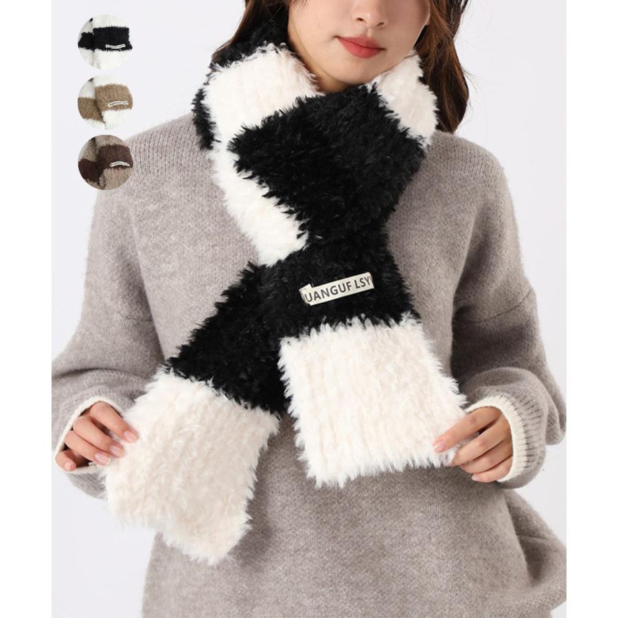 ニットマフラー 配色 レディース 秋冬 長袖 セーター 秋冬 オフィス 重ね着風 柄 ゆったり おしゃれ キ..