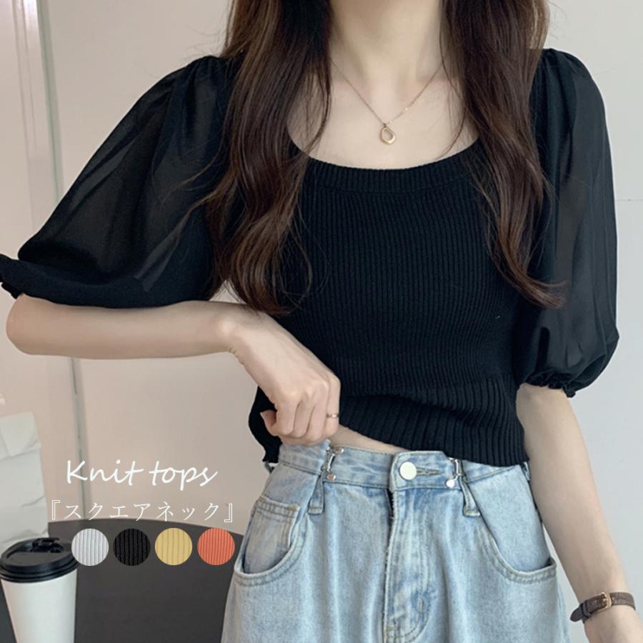 ニットトップス 袖切り替えサマーニット 長袖 セーター 秋冬 オフィス 重ね着風 柄 ゆったり おしゃれ キレイめ かわいい 40代 50代 30代(4)