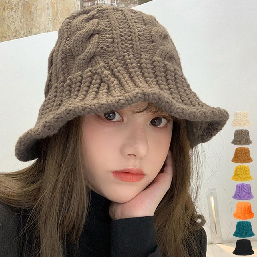 ニット バケットハット レディース帽子 長袖 セーター 秋冬 オフィス 重ね着風 柄 ゆったり おしゃれ ..