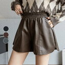 PUレザー ショートパンツ レディース 長袖 セーター 秋冬 オフィス 重ね着風 柄 ゆったり おしゃれ キレイめ かわいい 40代 50代 30代