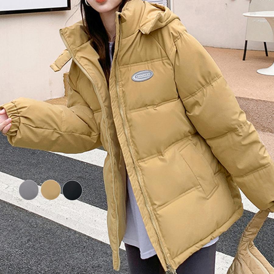 エコダウンジャケットフード付き ブルゾン おしゃれ キレイめ かわいい ゆったり 落ち感 脚長効果 