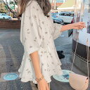 フレア シャツブラウス レディース 夏服 おしゃれ キレイめ かわいい ゆったり 落ち感 脚長効果 着やせ 体型カバー 40代 30代 50代