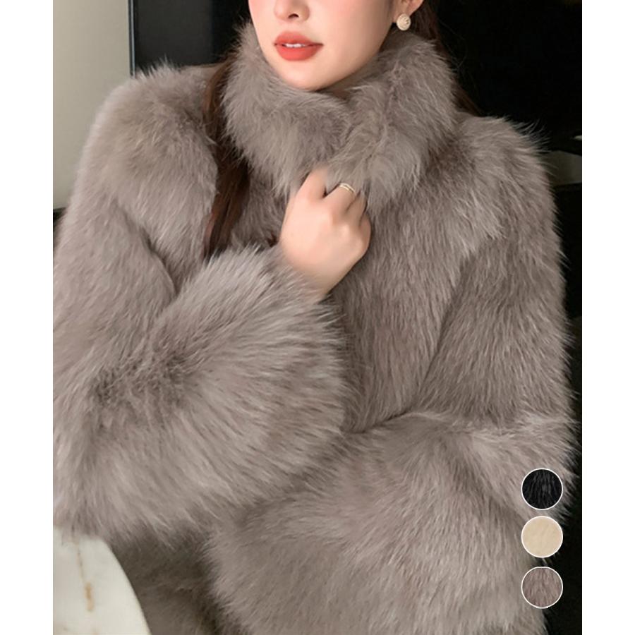 フェイクファージャケット ファーコート冬 おしゃれ キレイめ かわいい ゆったり 落ち感 脚長効果 着やせ 体型カバー 40代 30代 50代