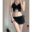 ビキニ水着3点セット セパレートギャザー おしゃれ キレイめ かわいい ゆったり 落ち感 脚長効果 着やせ 体型カバー 40代 30代 50代