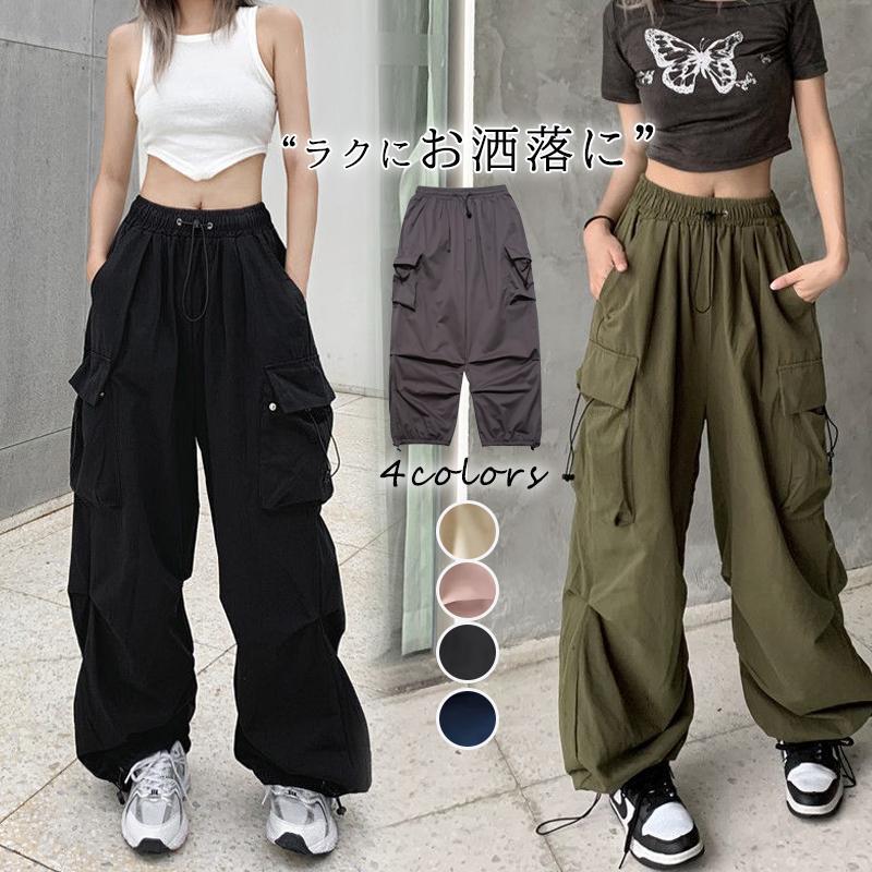 カーゴパンツ レディース ロングパンツ ミリタリーパンツ チノパン ワークパンツ ダンス衣装 ウエストゴム 美シルエット キレイめ おしゃれ シンプル 大きいサイズ 20代 30代 40代
