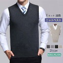 ニットベスト メンズ 秋 チョッキ トップス ビジネス Vネック アウター 重ね着 レイヤード風 コーデ 送料無料 単品 通勤 スリム おしゃれ 上品 シンプル...