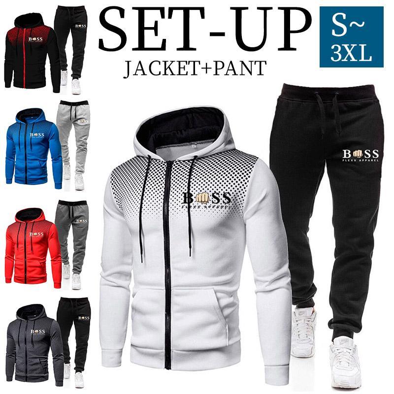 ジャージ 上下セット メンズ セットアップ パーカー フード付き ルームウェア カジュアル ジップアップ 部屋着 スポーツスウェットジョガーパンツ おしゃれ キ...