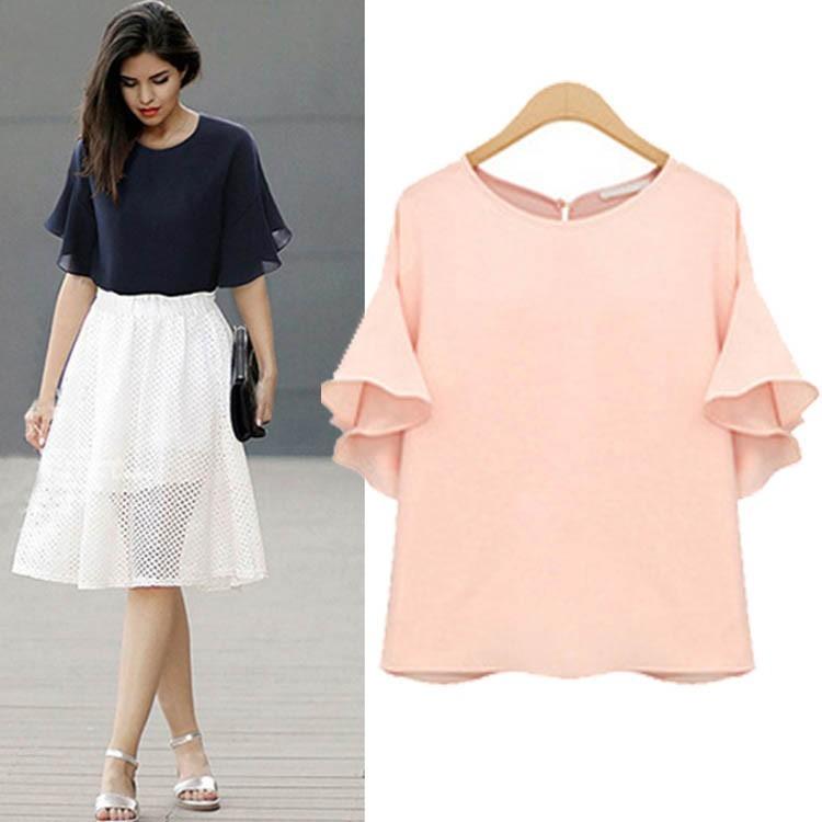 チュニック シャツブラウス シフォンブラウス シフォンチュニック フレア袖 シンプル 無地 レディース トップス キレイめ おしゃれ シンプル 20代 30代 40代